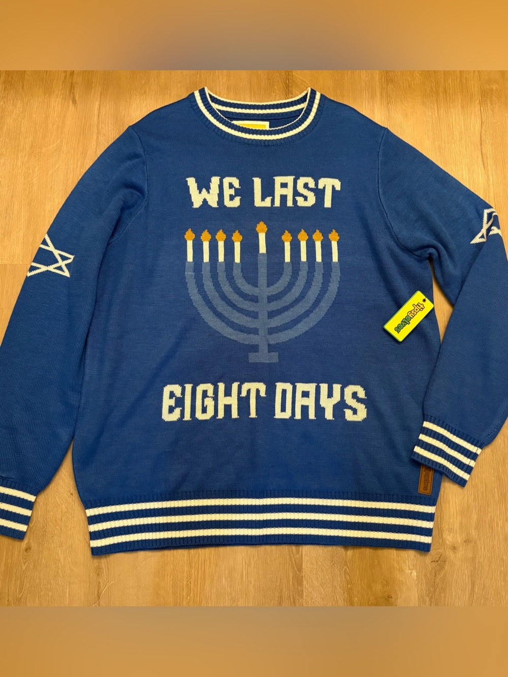Tipsy Elves We Last Eight Days Hanukkah Menorah Sweater Men’s XXL NWT Blue